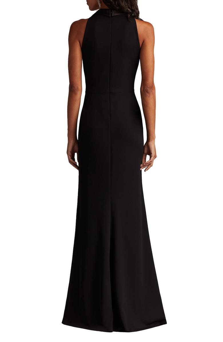 Tadashi Shoji Sleeveless Crepe Tuxedo Gown, Alternate, color, Black