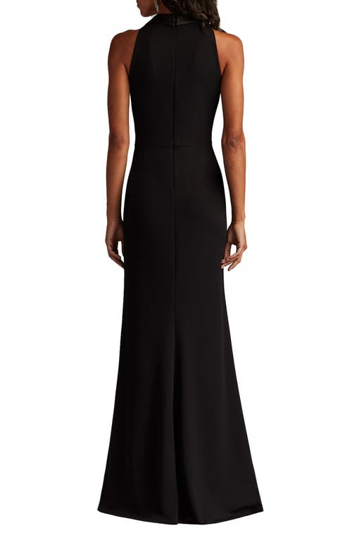 Tadashi Shoji Satin-collar Embellished Gown In Black