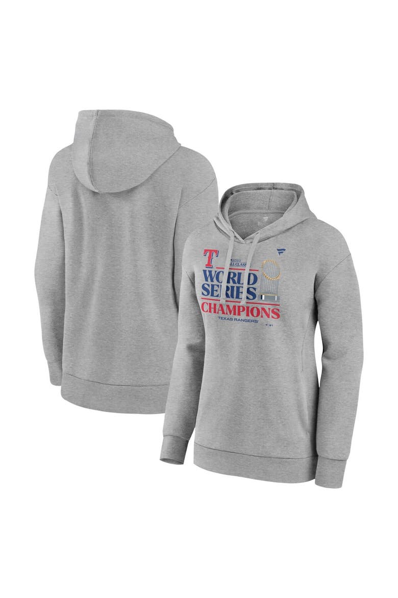 Women's Fanatics Branded Heather Gray Texas Rangers 2023 World Series Champions Locker Room Plus Size Pullover Hoodie, Alternate, color, Heather Gray