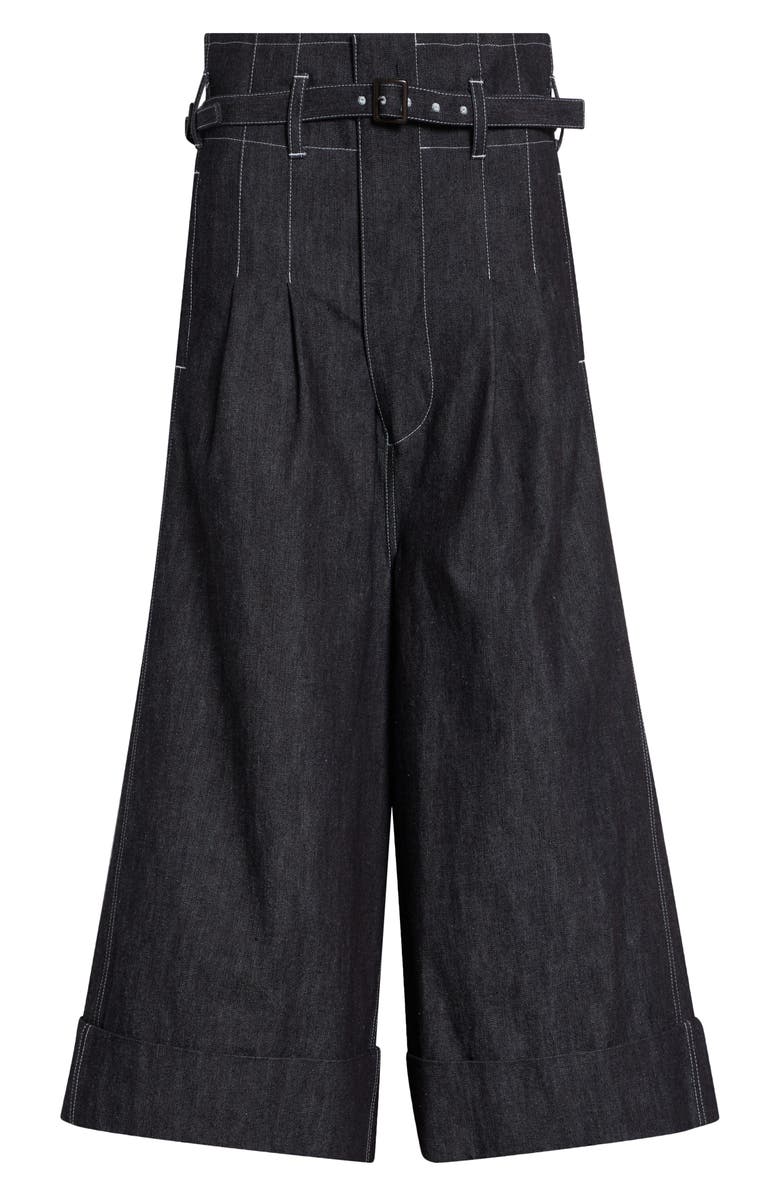 Junya Watanabe High Waist Belted Flared Denim Pants, Main, color, Black/ Off White
