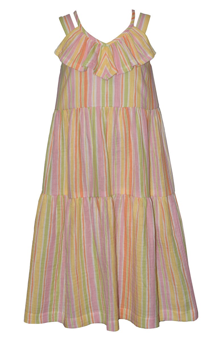 Iris & Ivy Kids' Stripe Cotton Gauze Sundress, Main, color, Yellow Multi Stripe