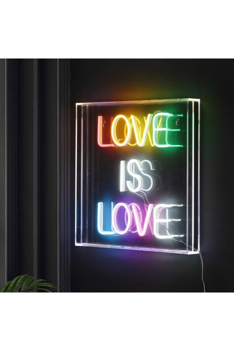 Love Square Contemporary Glam Acrylic Box USB Operated LED Neon Light, Alternate, color, Yellow/White/Pink
