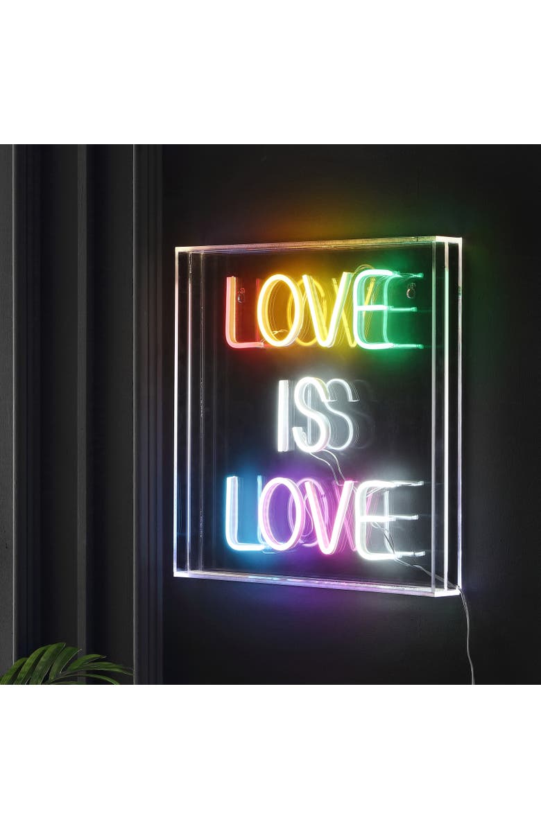 JONATHAN Y Love Square Contemporary Glam Acrylic Box USB Operated LED Neon Light, Alternate, color, Yellow/White/Pink