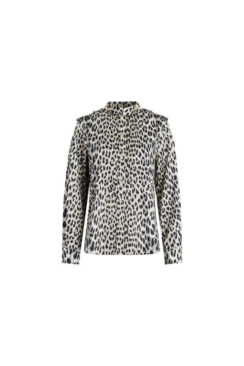 MIKA Band-collar Shirt in Cheetah Print, Main, color, Natural