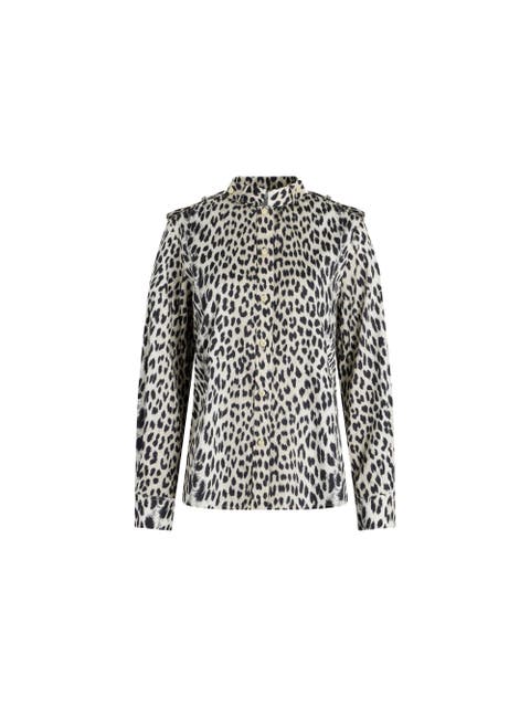MIKA Band-collar Shirt in Cheetah Print