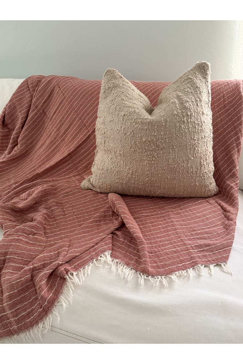 Striped Cotton Crinkled Throw, Alternate, color, Red
