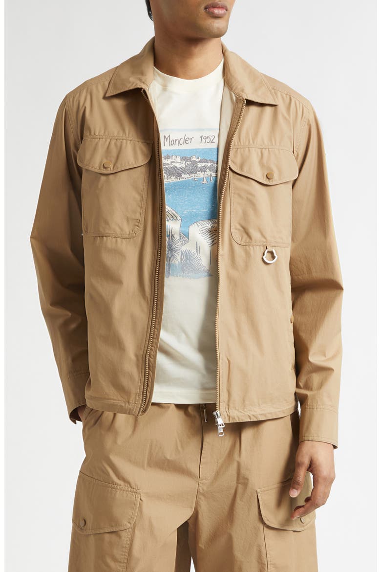 Cotton Poplin Shirt Jacket, Main, color, COCOA CREME