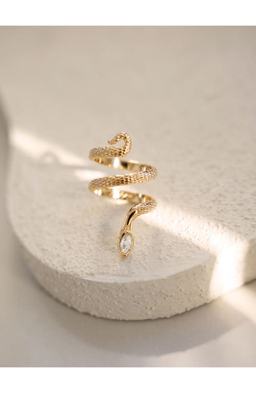 Ettika Marquise Cubic Zirconia Coiled Snake Ring In 18k Gold Plated In Gold