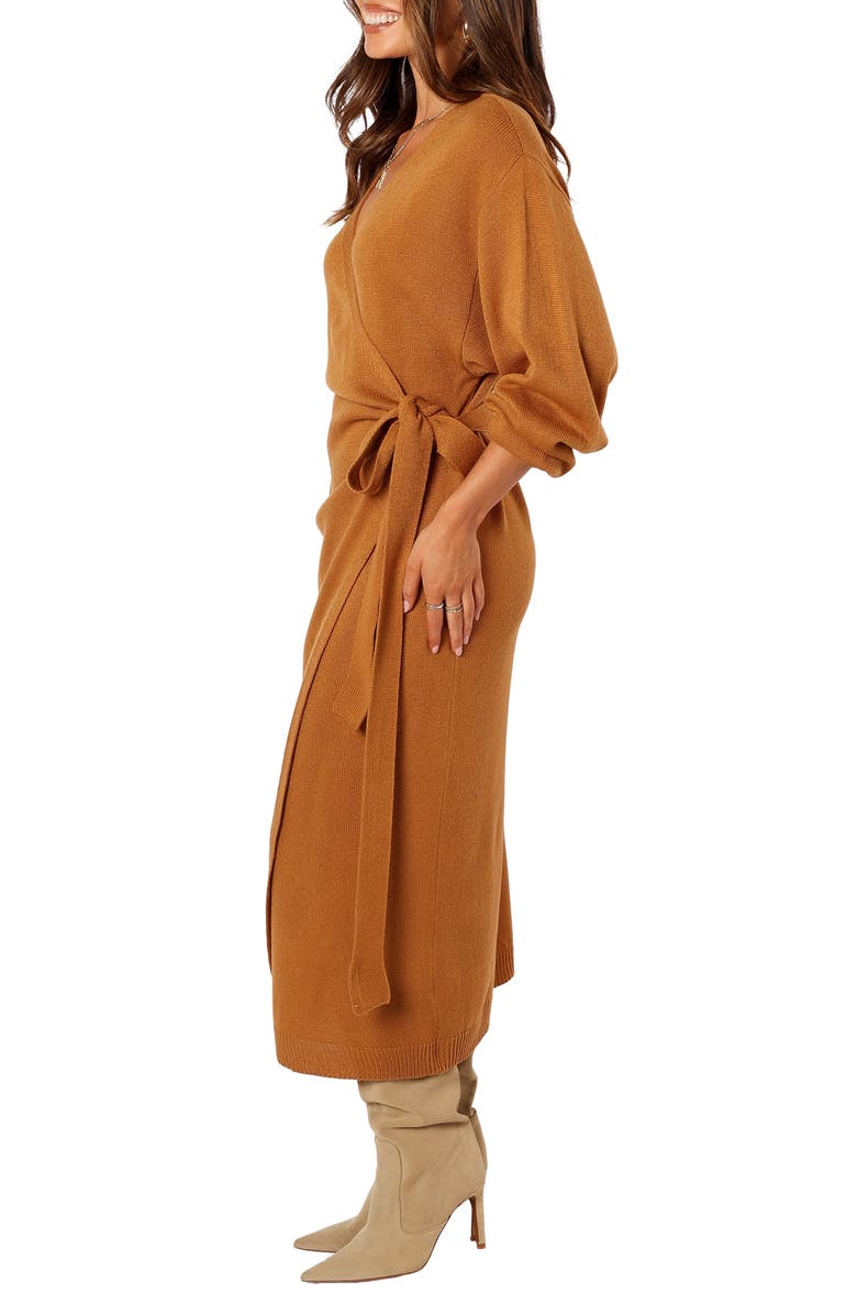 Petal & Pup Nova Long Sleeve Maxi Wrap Dress, Alternate, color, Camel