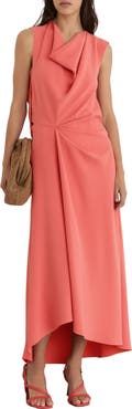 Reiss Dorota Drape Detail High-Low Dress