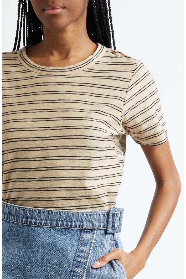 Carla Crewneck Cotton T-Shirt, Alternate, color, STONE KHAKI BLACK
