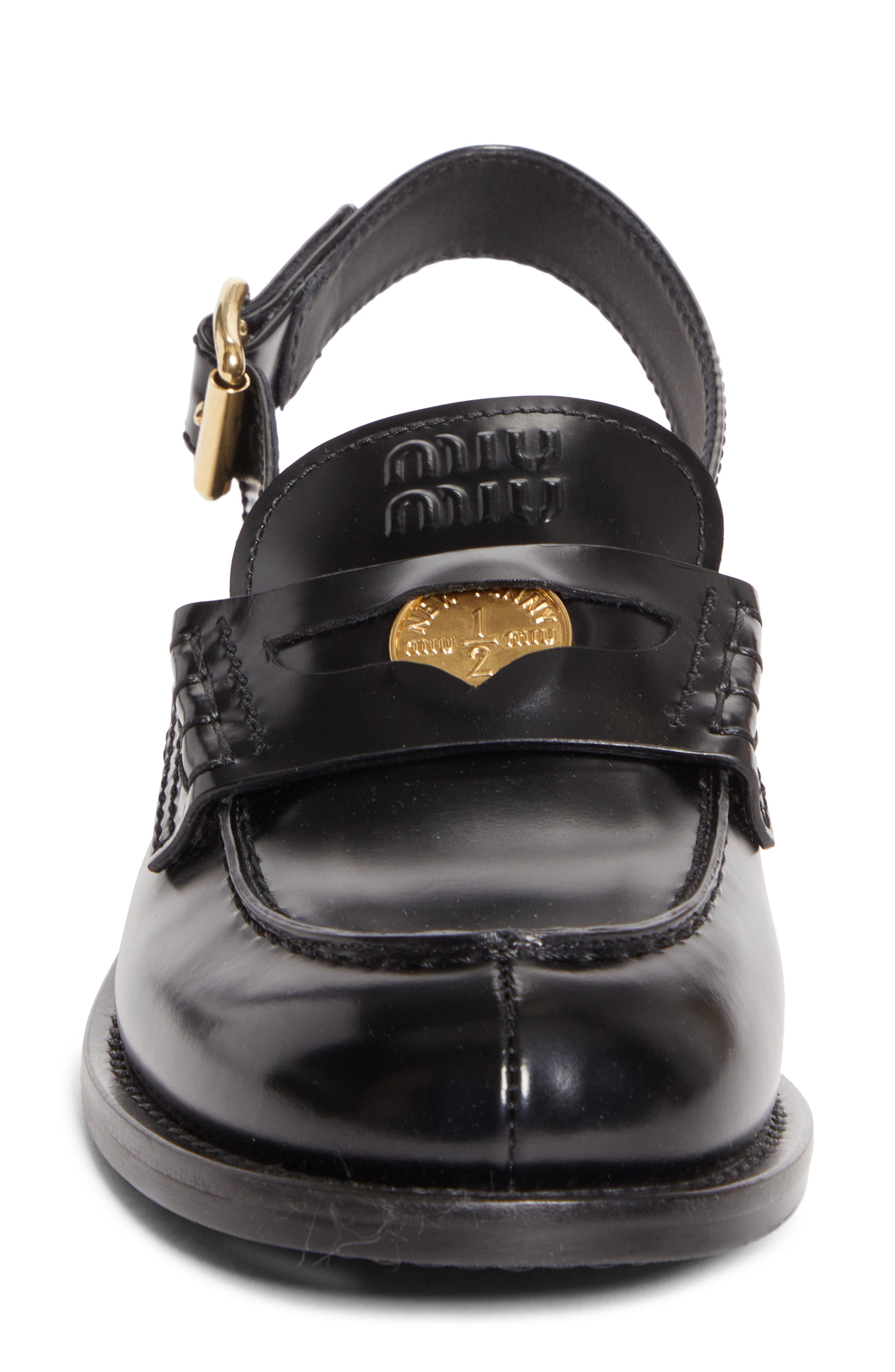 Miu Miu Slingback Penny Loafer, Alternate, color, Nero