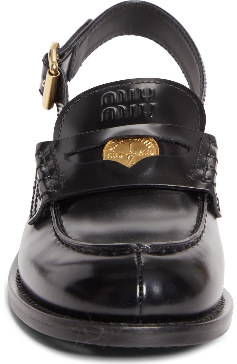 Miu Miu Slingback Penny Loafer, Alternate, color, Nero