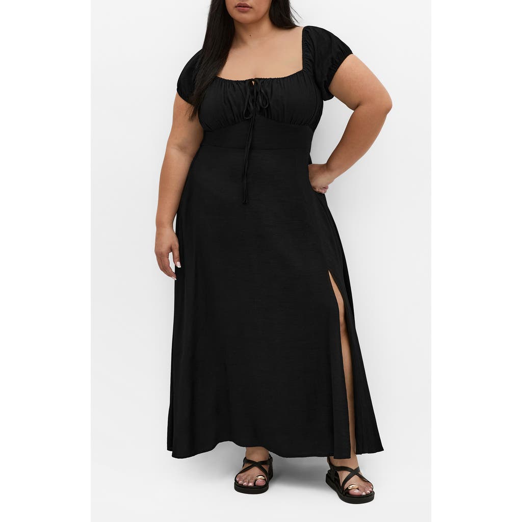 City Chic Abbigail Puff Sleeve Maxi Dress in Black  product