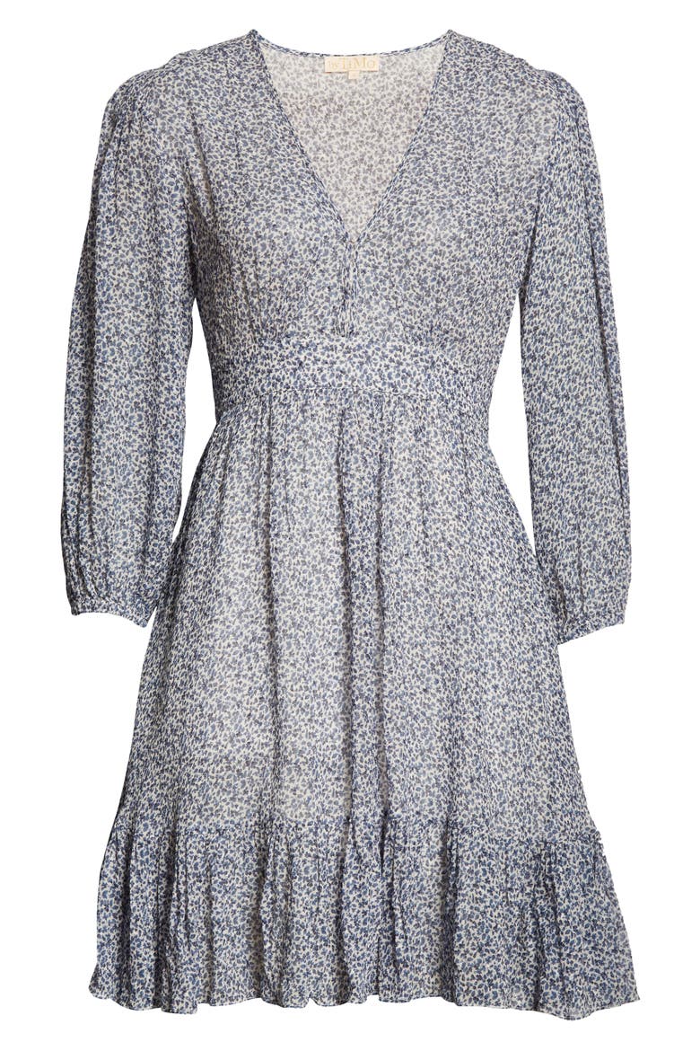 Ditsy Floral Dobby Chiffon Fit & Flare Dress, Alternate, color, PETITE BLUE