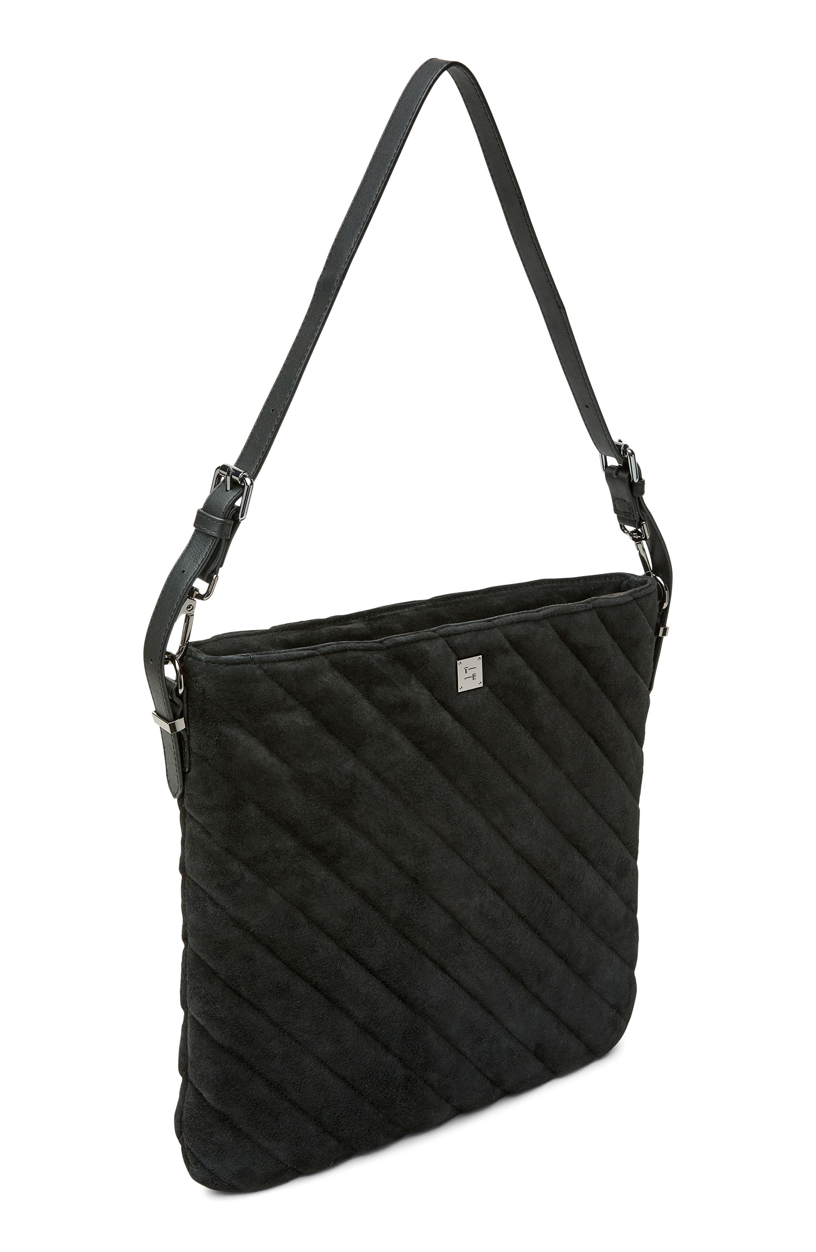 THINK ROYLN VIP Quilted Suede Shoulder Bag, Alternate, color, Black Suede