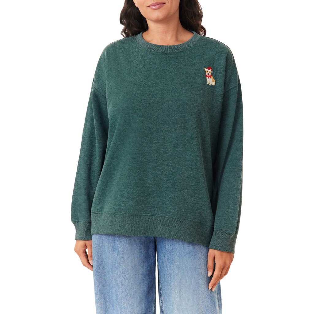 C&c California C & C California Nora Burn Embroidered Critter Fleece Sweatshirt In Green