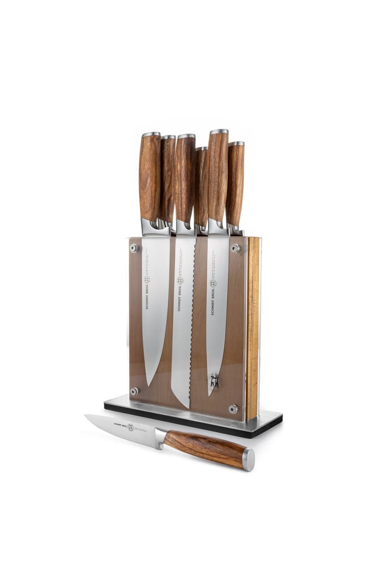 Zebra Wood 7-Piece Knife Block Set, Main, color, Brown