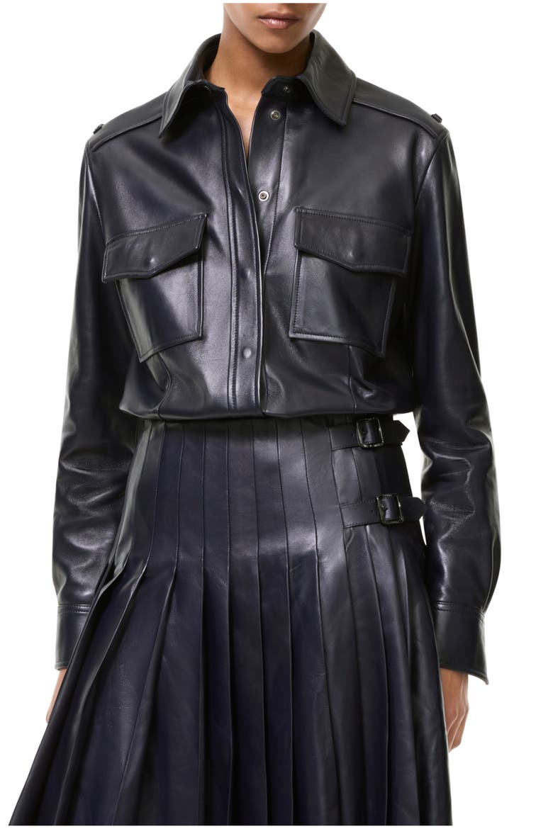 Classic Fit Leather Shirt, Main, color, Iris purple