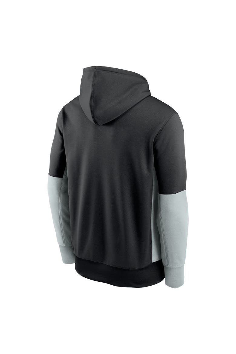 Men's Nike Black Las Vegas Raiders Color Block Fleece Performance Pullover Hoodie, Alternate, color, Black