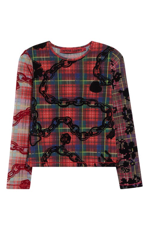 Chopova Lowena Lady Chain Flocked Mesh Top In Multi