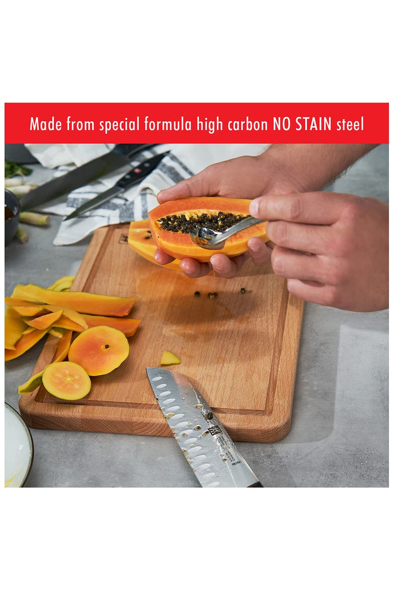 TWIN Signature 7-Inch Hollow Edge Santoku Knife, Alternate, color, SILVER
