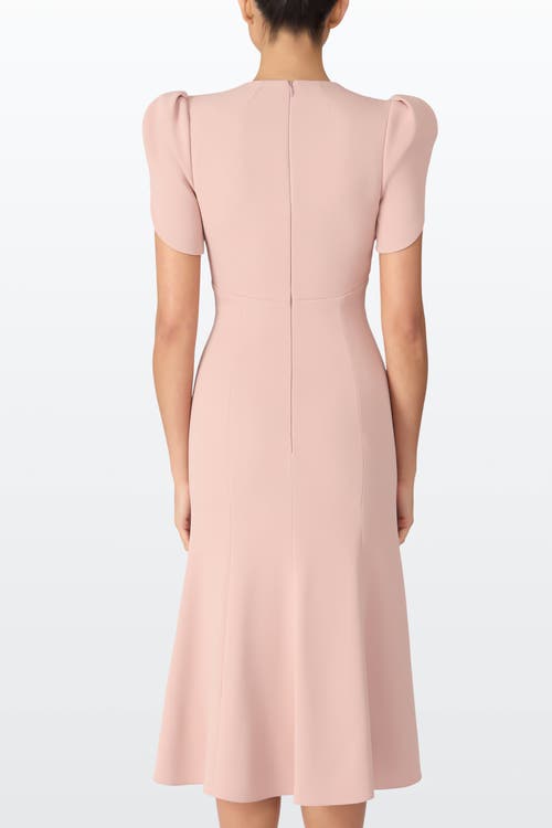 Jenny Packham Crepe Embellished Rose Bud Midi Dress In Pink