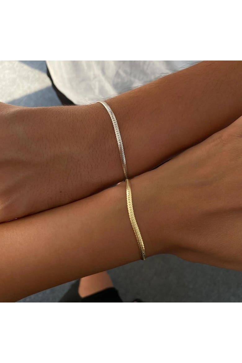 Italian Sterling Silver Herringbone Bracelet, Alternate, color, Silver