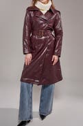 AZALEA WANG Vivienne Faux Leather Trench Coat