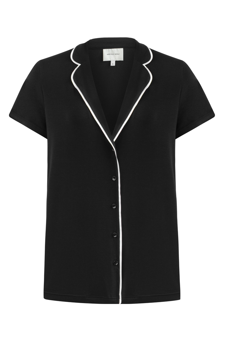 Modal Short Sleeve Pajama Set, Alternate, color, Black