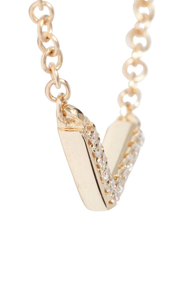 Mini Chevron Diamond Pendant Necklace, Alternate, color, YELLOW GOLD