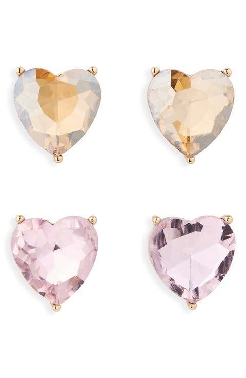 Set of 2 Heart Stud Earrings