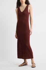 Nordstrom Sleeveless Open Stitch Maxi Sweater Dress