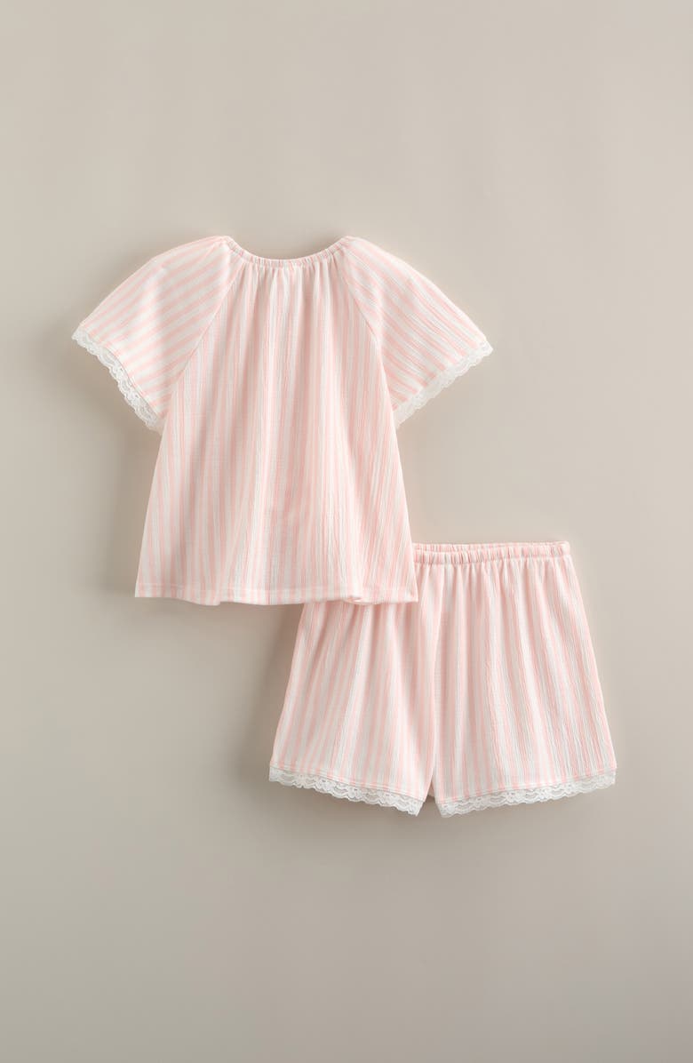 Nordstrom Kids' Lace Trim Shirt & Shorts, Alternate, color, White- Pink Nova Stripe