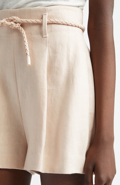 Shop Zimmermann Belted Linen Shorts In Pink