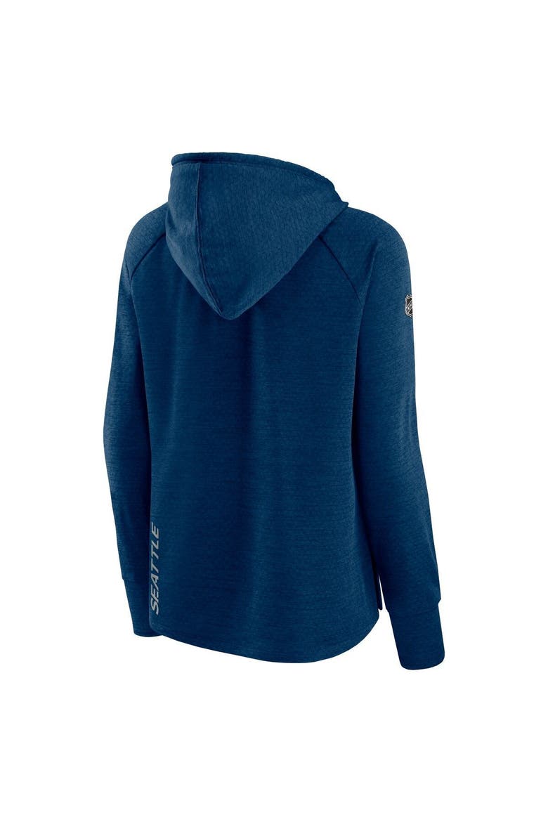 Women's Fanatics Branded Heather Deep Sea Blue Seattle Kraken Authentic Pro Road Performance Raglan Pullover Hoodie, Alternate, color, Heather Navy