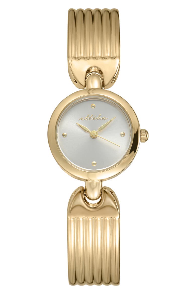 Ribbed Quartz Bracelet Watch, 24mm x 33.5mm, Main, color, VANILLA AND GOLD