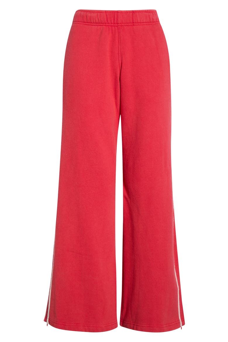 Cloud 9 Side Stripe Wide Leg Sweatpants, Alternate, color, FADED RED