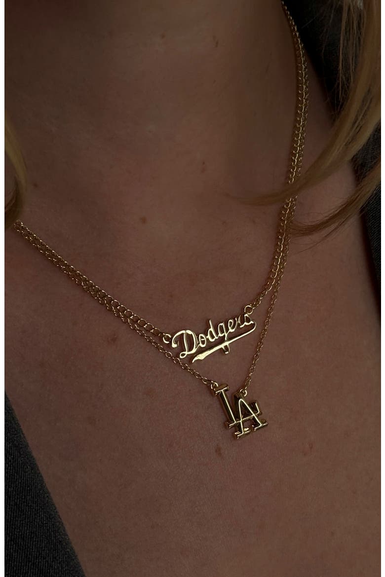 x The MLB Los Angeles Dodgers Logo Charm Necklace, Alternate, color, GOLD