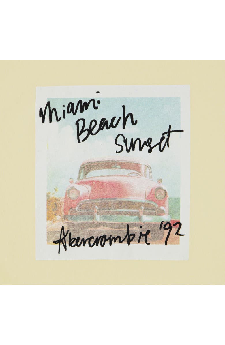 abercrombie kids Kids' Miami Beach Knotted Hem Graphic T-Shirt, Alternate, color, Anise Flower