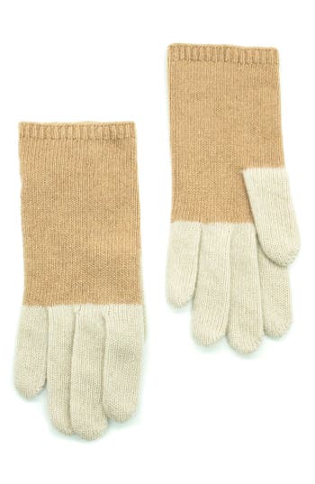 Portolano Colorblock Cashmere Gloves In Neutral
