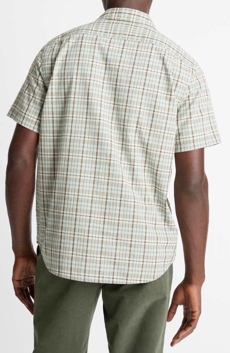 Vince Polson Plaid Short Sleeve Cotton Button-Up Shirt, Alternate, color, Seafoam Combo