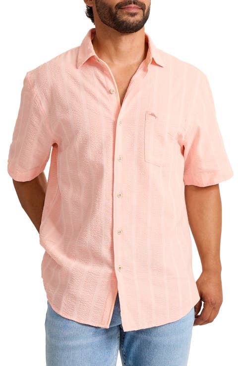 Nova Wave Short Sleeve Seersucker Button-Up Shirt