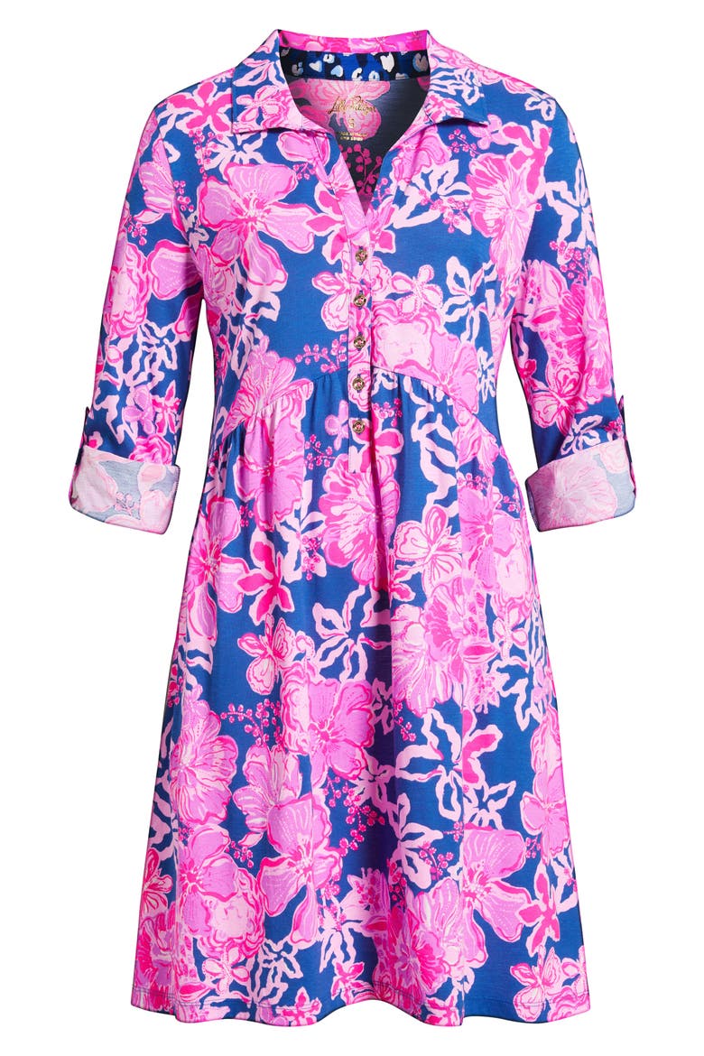 Saralynn Fit & Flare Shirtdress, Alternate, color, STARLIGHT NAVY ONCE AND FLORAL
