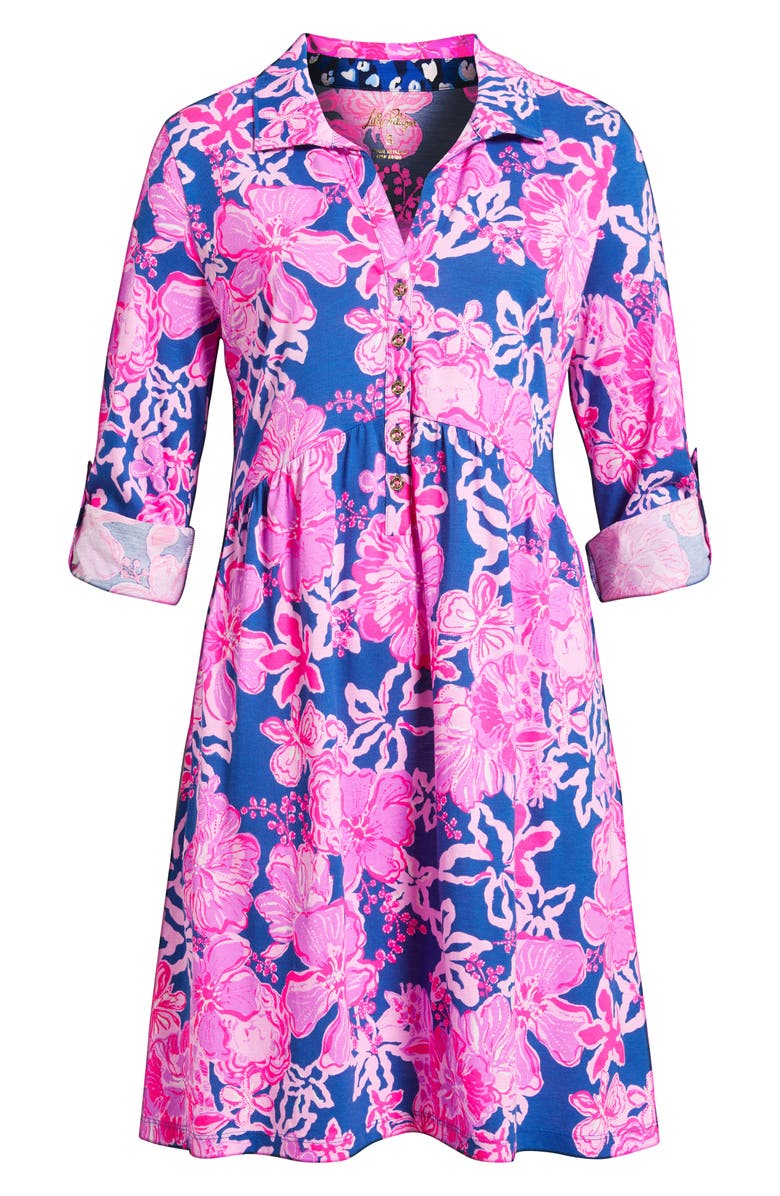 Lilly Pulitzer<sup>®</sup> Saralynn Fit & Flare Shirtdress, Alternate, color, Starlight Navy Once And Floral