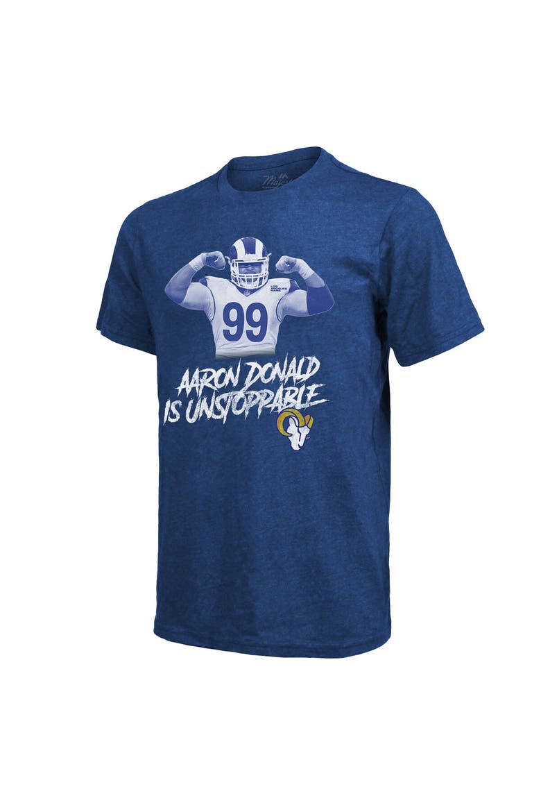 Men's Majestic Threads Aaron Donald Royal Los Angeles Rams Tri-Blend Player Graphic T-Shirt, Alternate, color, Royal