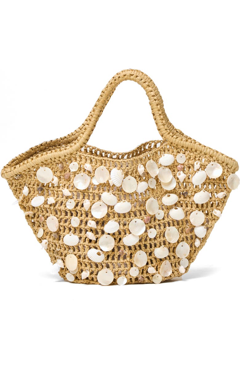 LSPACE Alba Crochet Raffia Tote, Main, color, Cream/ Natural