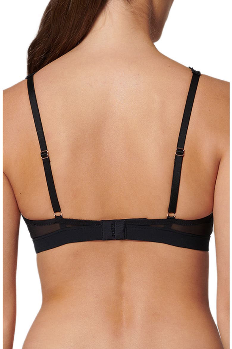 Mystic Underwire Embroidered Plunge Bra, Alternate, color, BLACK