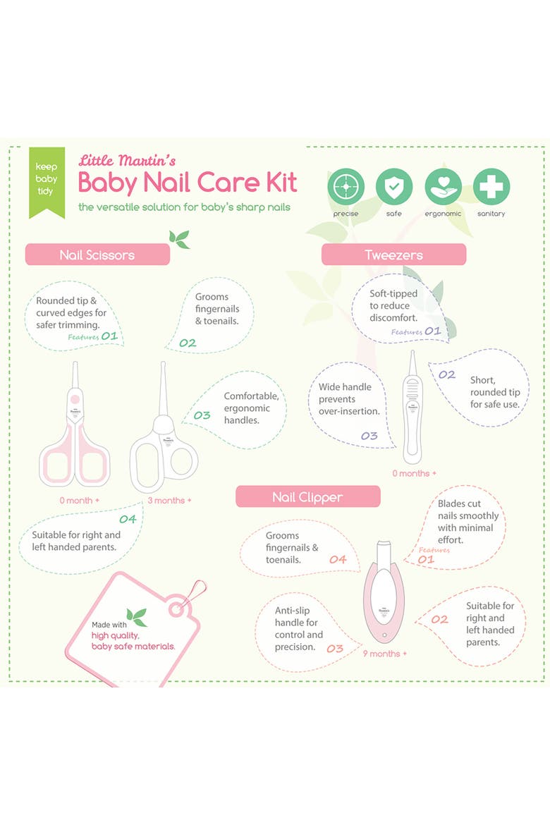 Baby Nail Care Kit Pink, 4Pc Setclipper, Scissors & Tweezer, Alternate, color, Multicolored