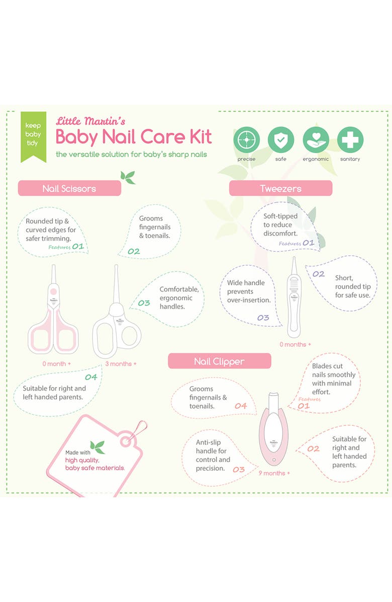 Little Martin
s Baby Nail Care Kit Pink, 4Pc Setclipper, Scissors
Tweezer, Alternate, color, Multicolored